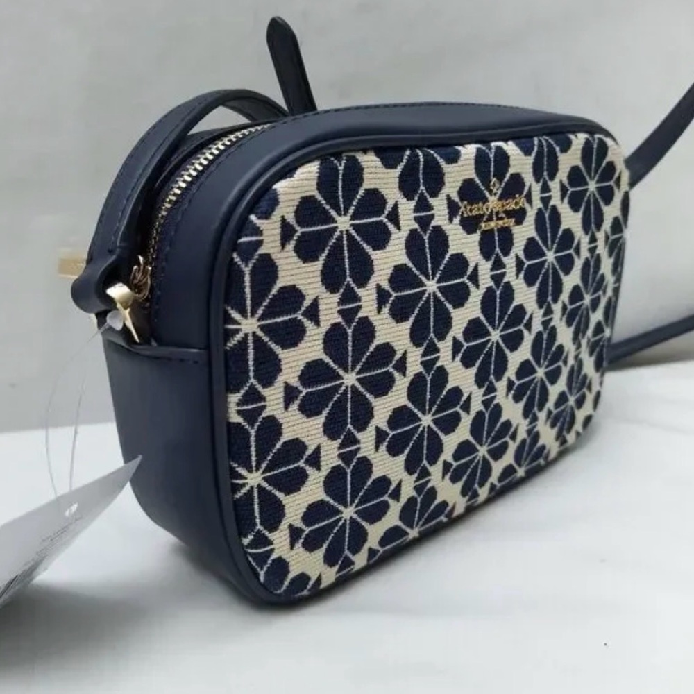 Kate Spade New York Spade Flower Jacquard Mini Camera Bag‎ in blue multi navy